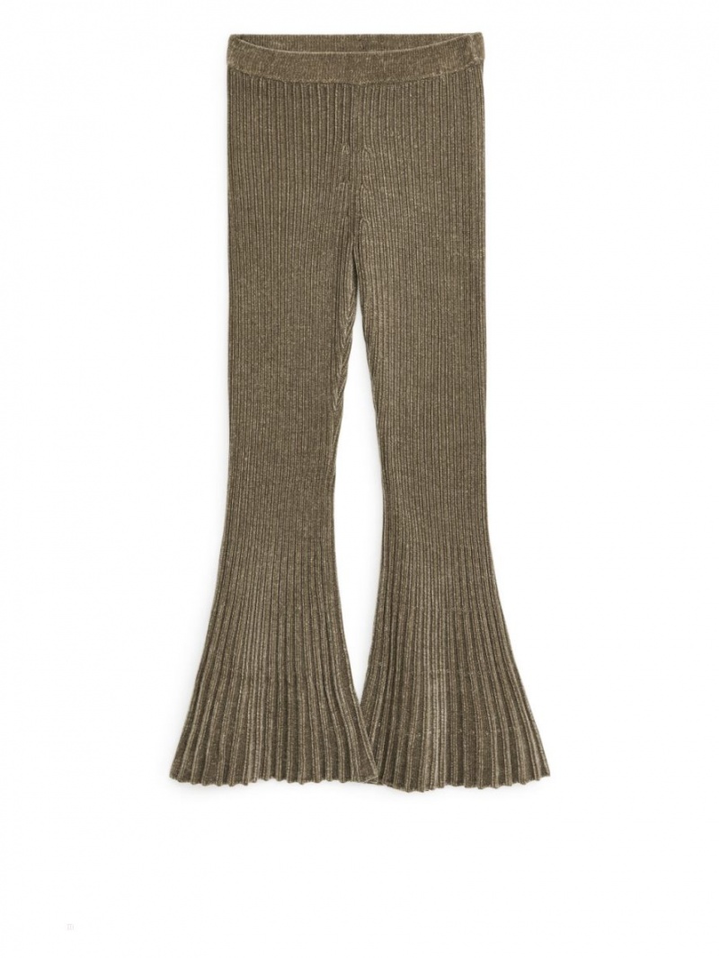 Pantaloni Arket Rib-Knit Chenille Dama Gri | Romania-BXIV94532