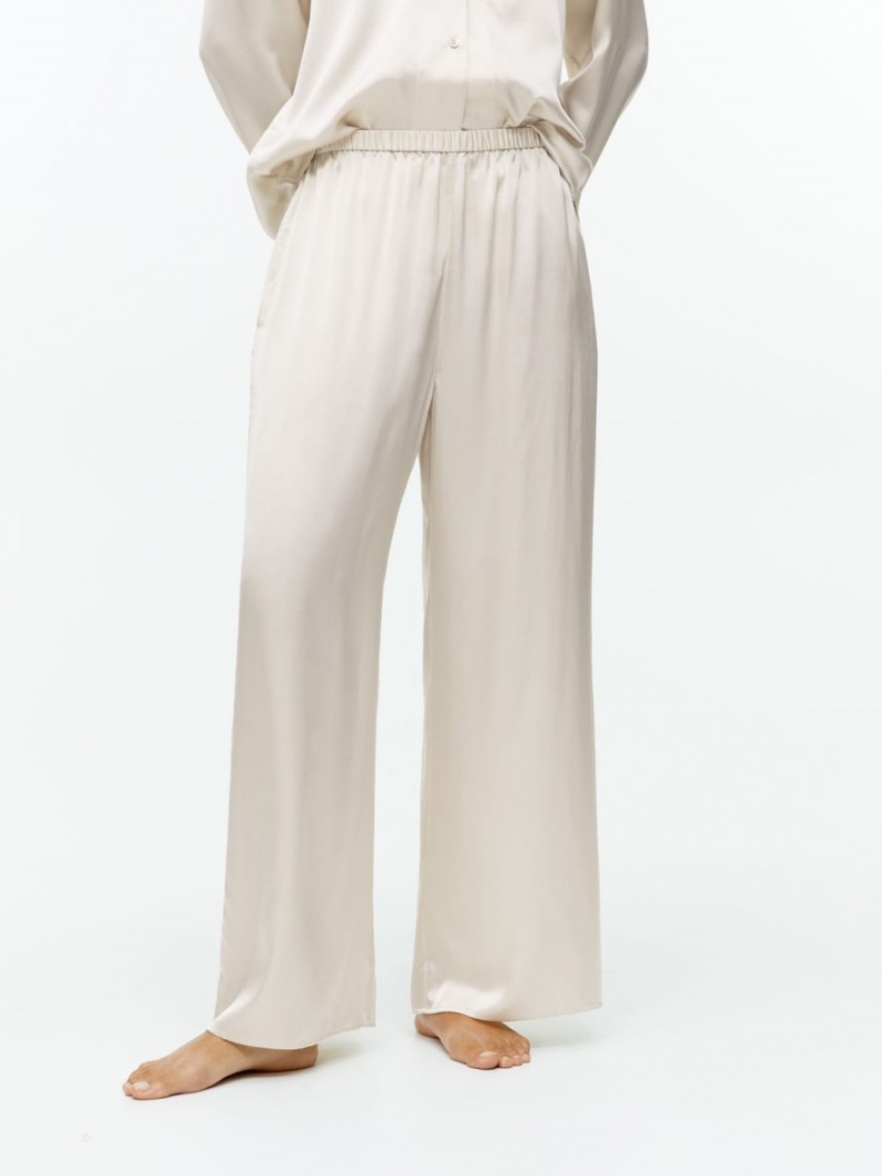 Pantaloni Arket Silk Dama Bej Deschis | Romania-CINK97285