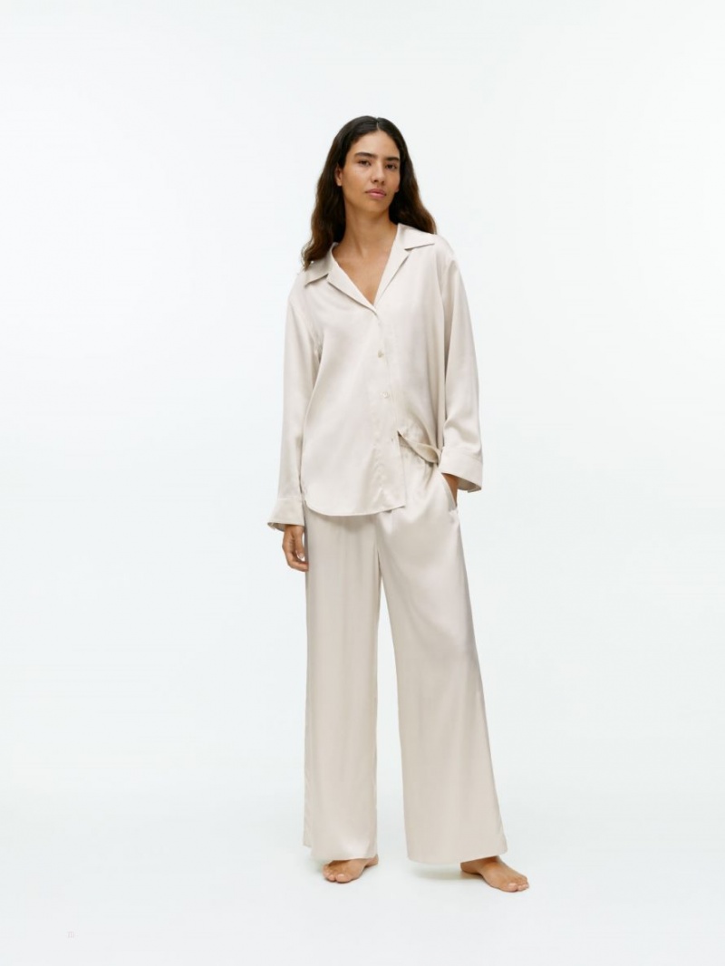 Pantaloni Arket Silk Dama Bej Deschis | Romania-CINK97285