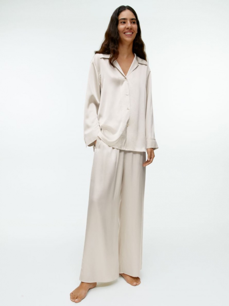 Pantaloni Arket Silk Dama Bej Deschis | Romania-CINK97285