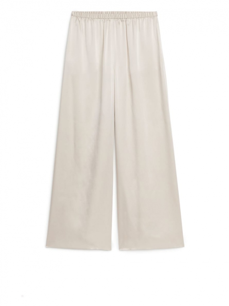 Pantaloni Arket Silk Dama Bej Deschis | Romania-CINK97285