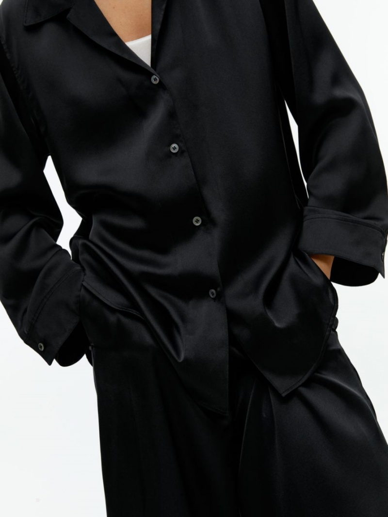 Pantaloni Arket Silk Dama Negrii | Romania-QUTF50426