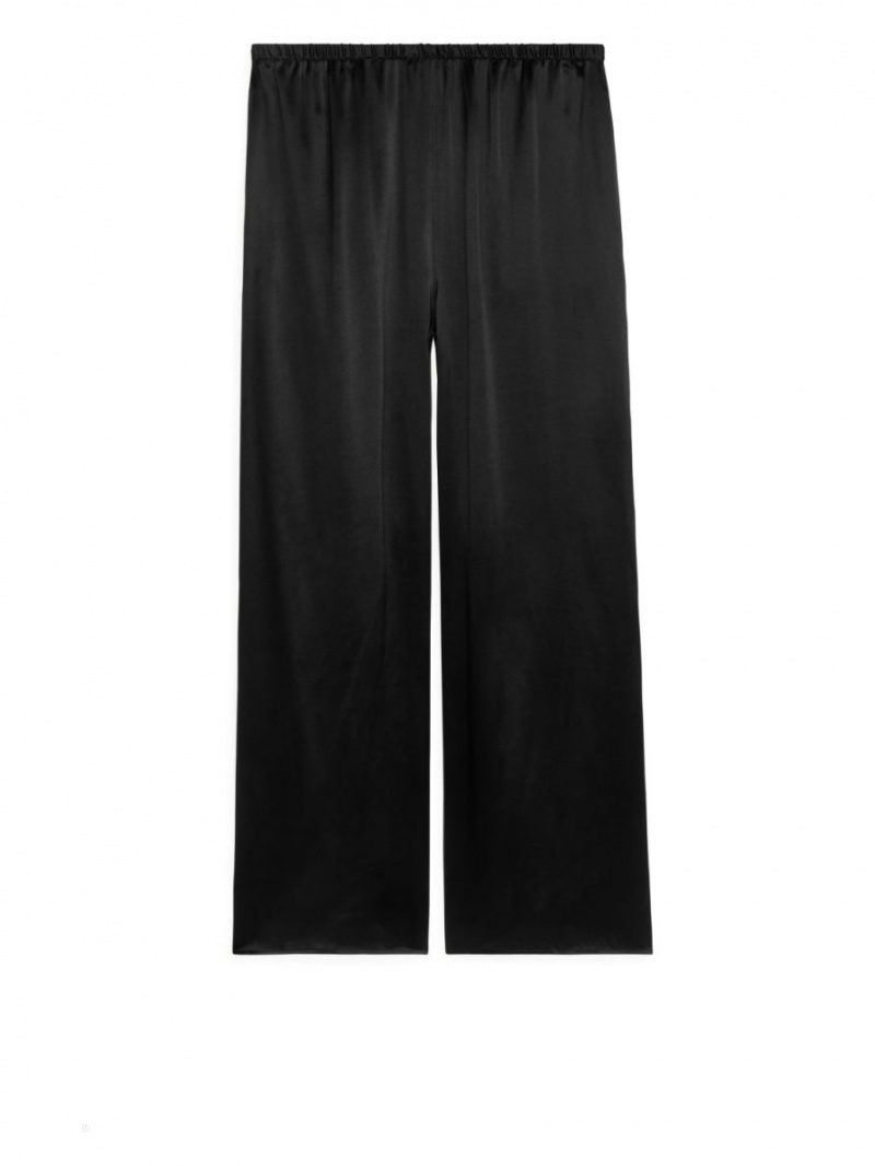 Pantaloni Arket Silk Dama Negrii | Romania-QUTF50426