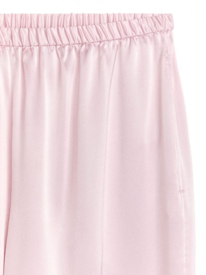 Pantaloni Arket Silk Dama Roz Deschis | Romania-TMBJ78259