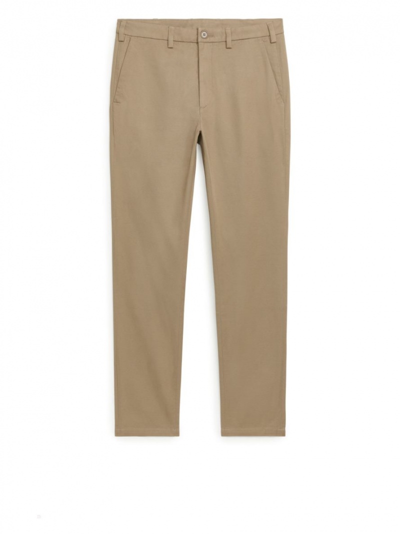 Pantaloni Arket Slim Bumbac Chinos Barbati Bej | Romania-CMNP72651