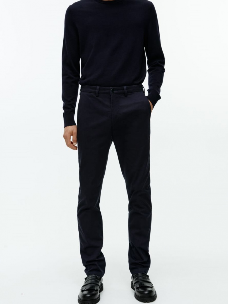Pantaloni Arket Slim Bumbac Chinos Barbati Albastri Inchis | Romania-SBTR61273
