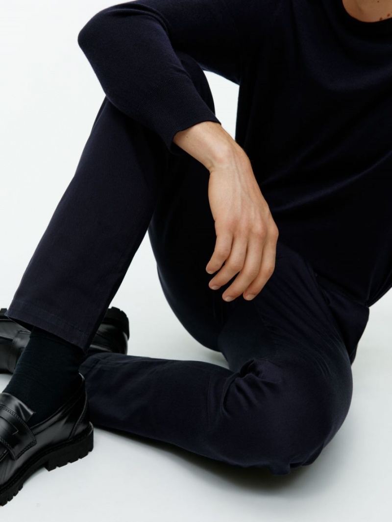 Pantaloni Arket Slim Bumbac Chinos Barbati Albastri Inchis | Romania-SBTR61273