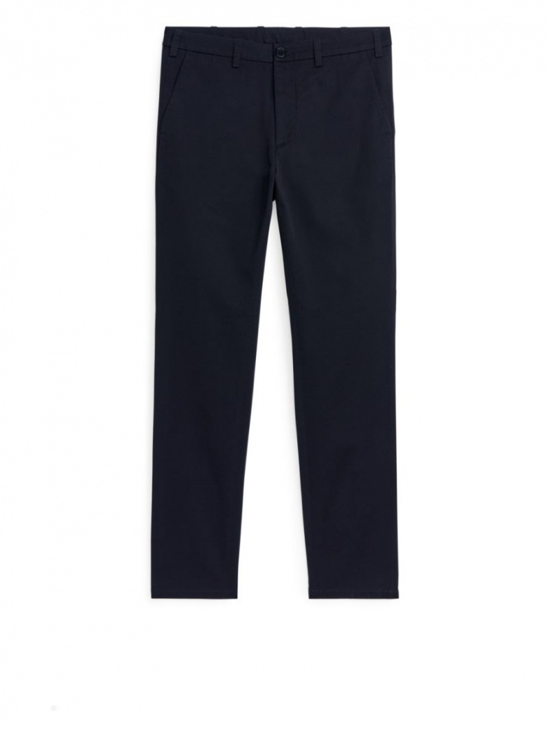 Pantaloni Arket Slim Bumbac Chinos Barbati Albastri Inchis | Romania-SBTR61273