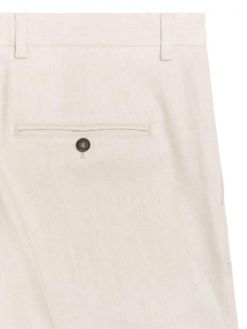 Pantaloni Arket Slim Hemp-Bumbac Barbati Bej Deschis | Romania-NQKV86509