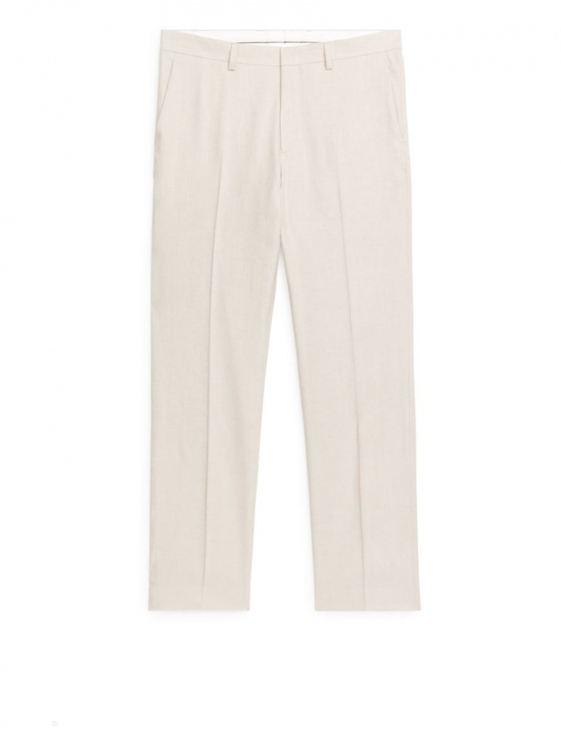 Pantaloni Arket Slim Hemp-Bumbac Barbati Bej Deschis | Romania-NQKV86509