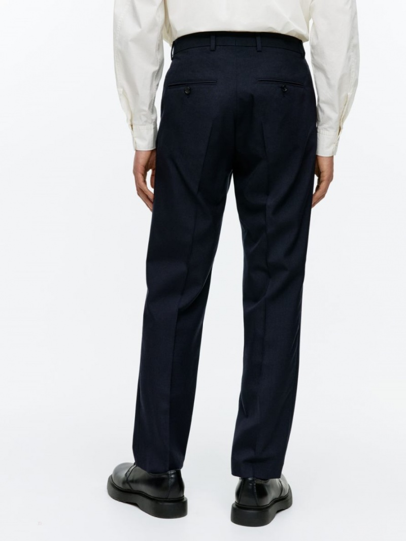 Pantaloni Arket Slim Hopsack-Lână Barbati Albastri Inchis | Romania-HUGX53216