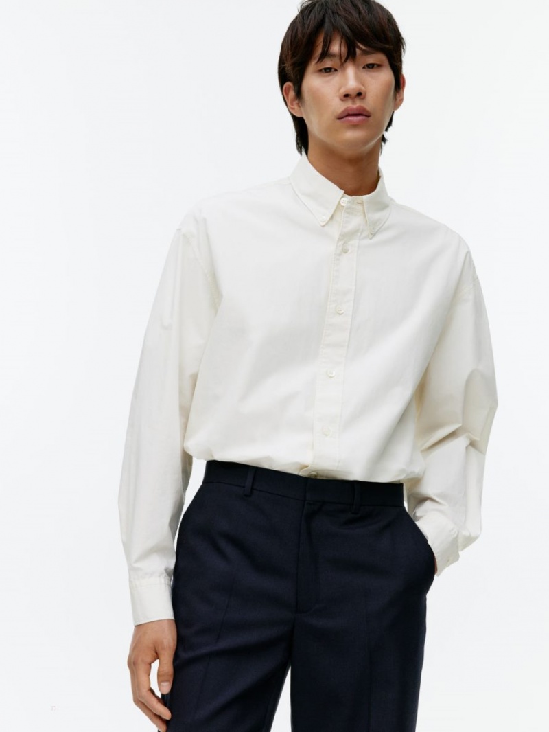 Pantaloni Arket Slim Hopsack-Lână Barbati Albastri Inchis | Romania-HUGX53216