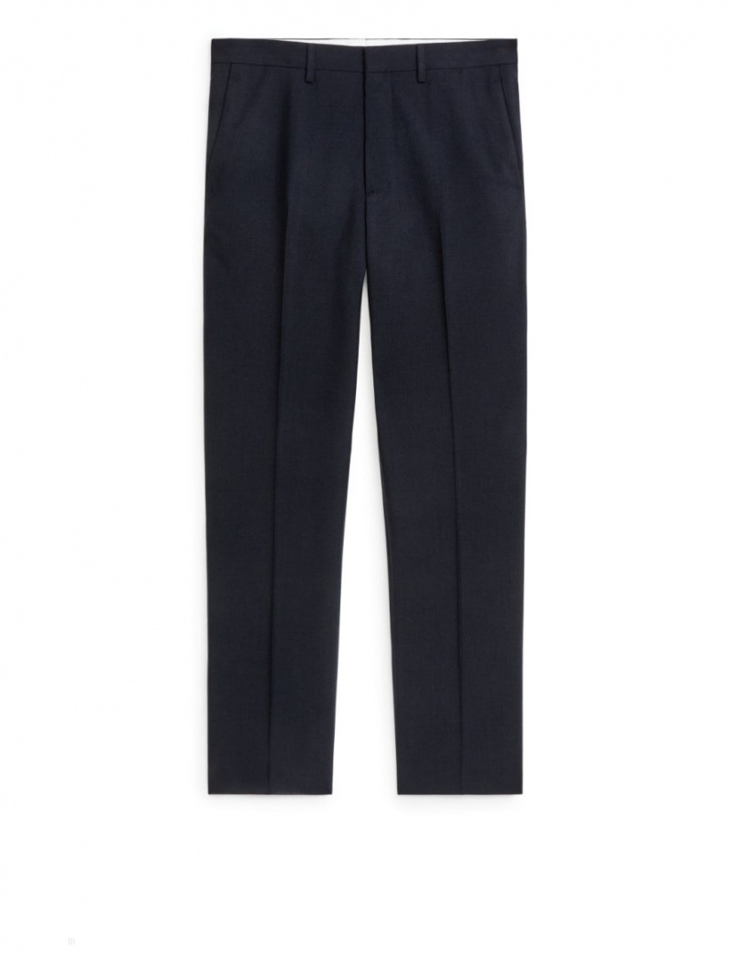 Pantaloni Arket Slim Hopsack-Lână Barbati Albastri Inchis | Romania-HUGX53216