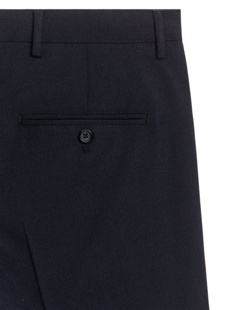 Pantaloni Arket Slim Hopsack-Lână Barbati Albastri Inchis | Romania-HUGX53216