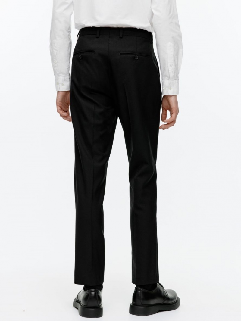 Pantaloni Arket Slim Hopsack-Lână Barbati Negrii | Romania-VGMP02149