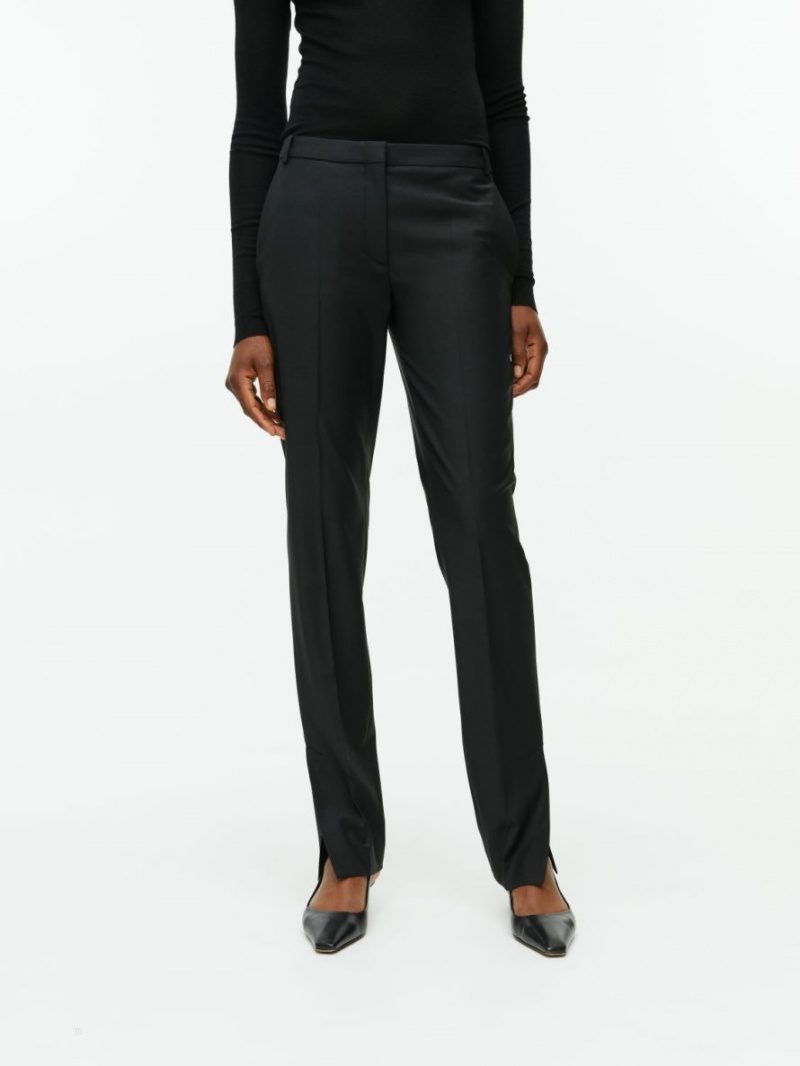 Pantaloni Arket Slim Lână Dama Negrii | Romania-BSHP72651