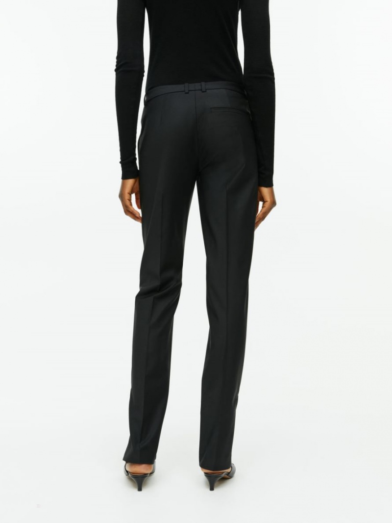 Pantaloni Arket Slim Lână Dama Negrii | Romania-BSHP72651
