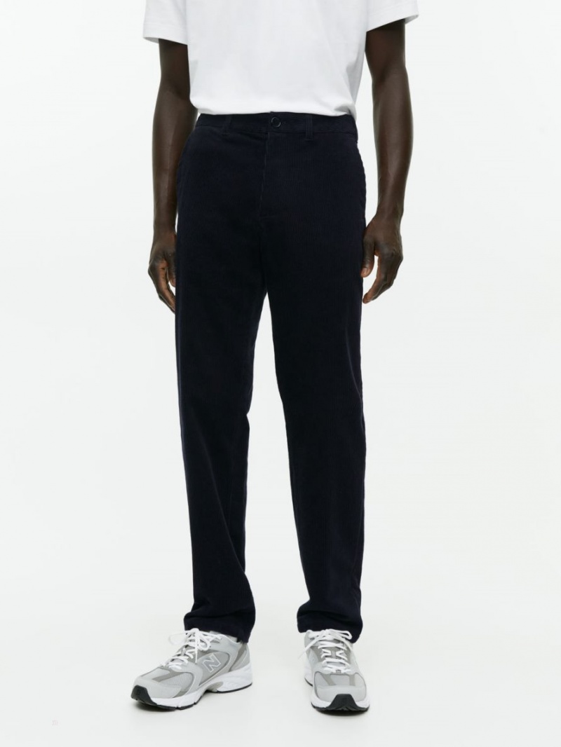 Pantaloni Arket Straigh-Fit Corduroy Chinos Barbati Albastri Inchis | Romania-FRCT25378
