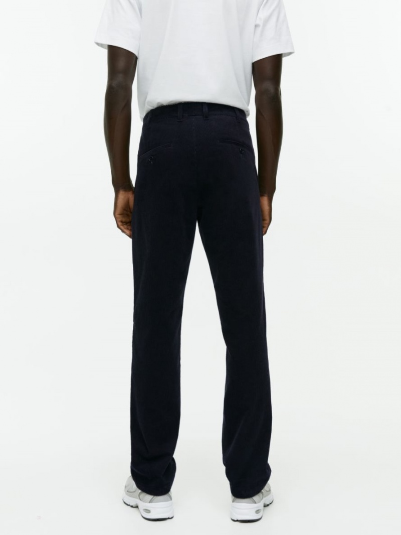 Pantaloni Arket Straigh-Fit Corduroy Chinos Barbati Albastri Inchis | Romania-FRCT25378