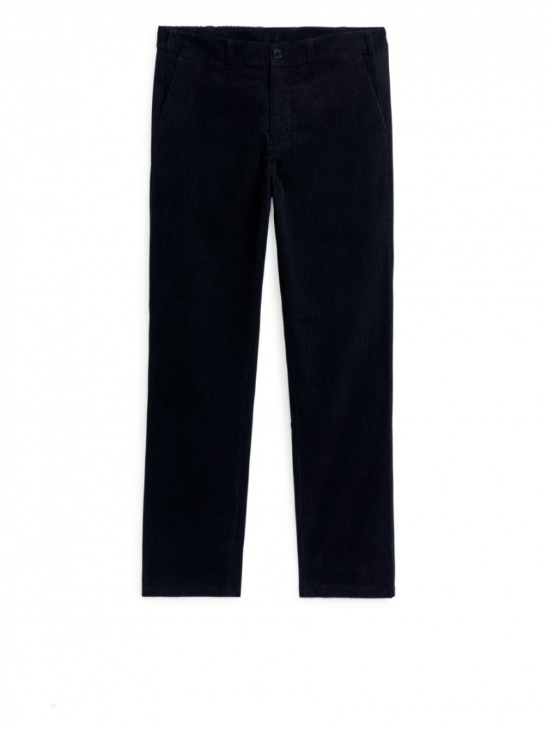 Pantaloni Arket Straigh-Fit Corduroy Chinos Barbati Albastri Inchis | Romania-FRCT25378