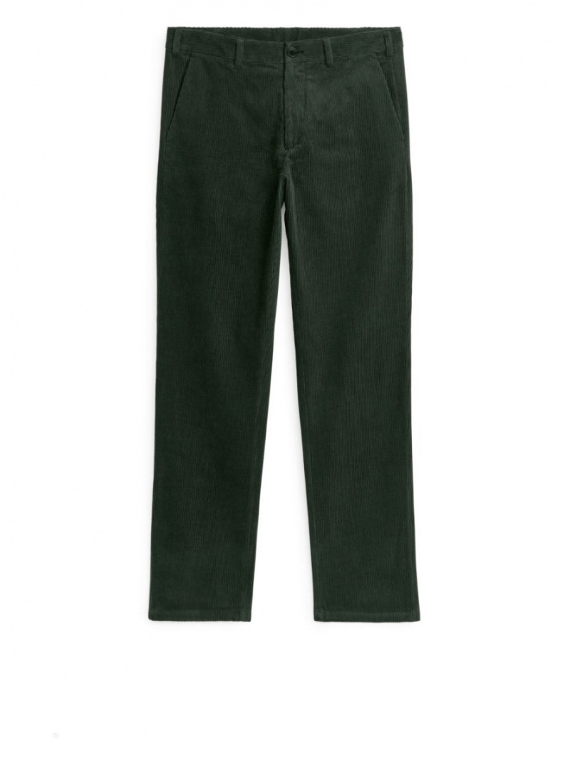Pantaloni Arket Straigh-Fit Corduroy Chinos Barbati Verzi Inchis | Romania-PRWL29567