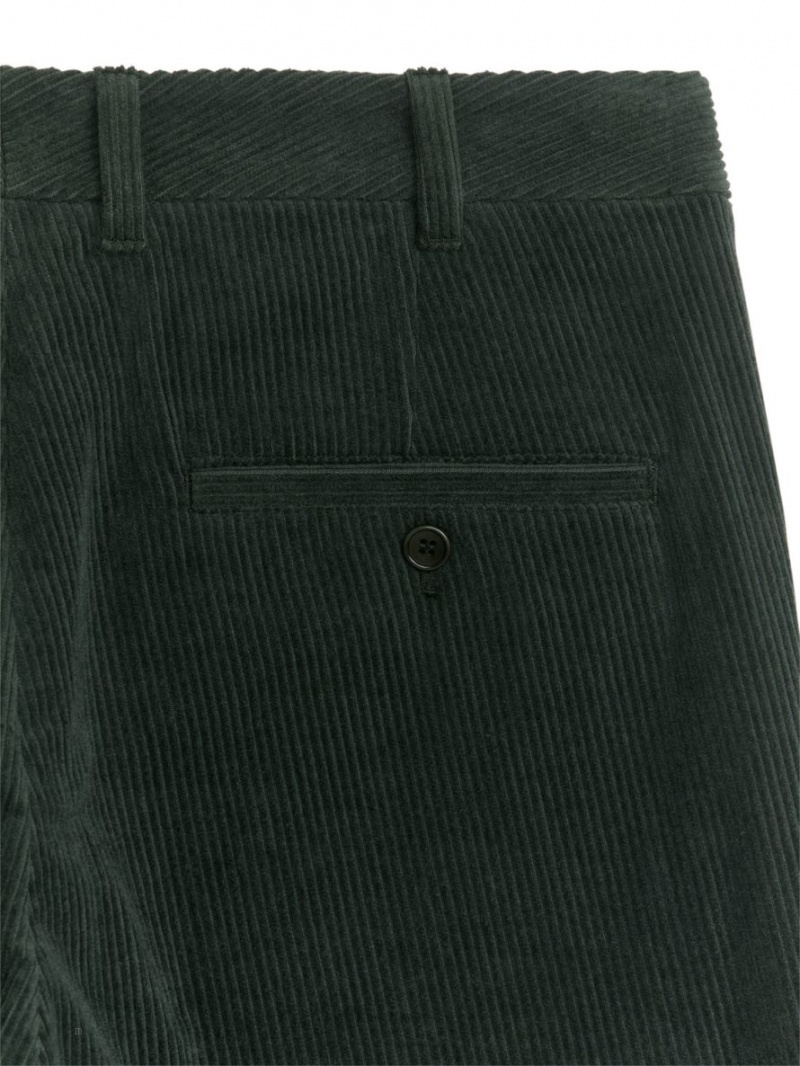 Pantaloni Arket Straigh-Fit Corduroy Chinos Barbati Verzi Inchis | Romania-PRWL29567