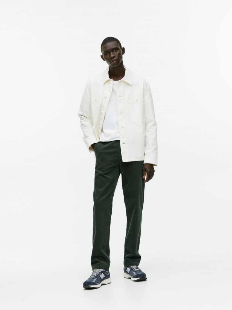 Pantaloni Arket Straigh-Fit Corduroy Chinos Barbati Verzi Inchis | Romania-PRWL29567