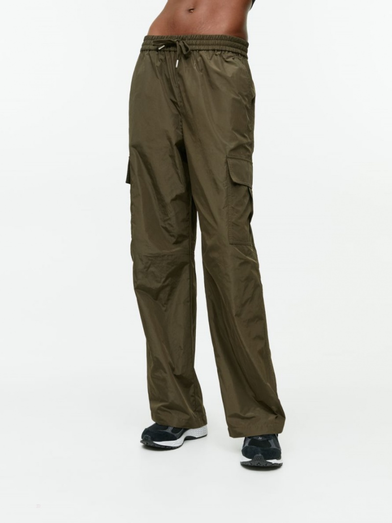 Pantaloni Arket Taffeta Cargo Dama Kaki Inchis Verzi | Romania-GUAP38245
