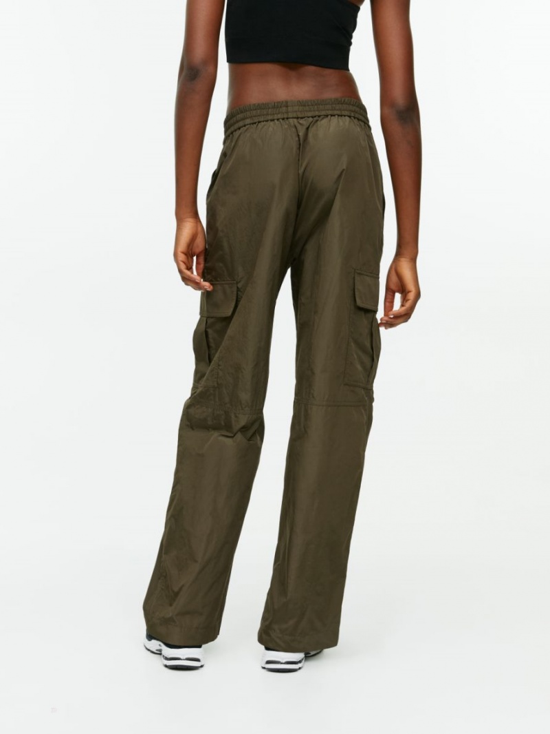 Pantaloni Arket Taffeta Cargo Dama Kaki Inchis Verzi | Romania-GUAP38245