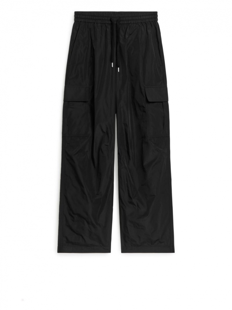 Pantaloni Arket Taffeta Cargo Dama Negrii | Romania-RZOX04681