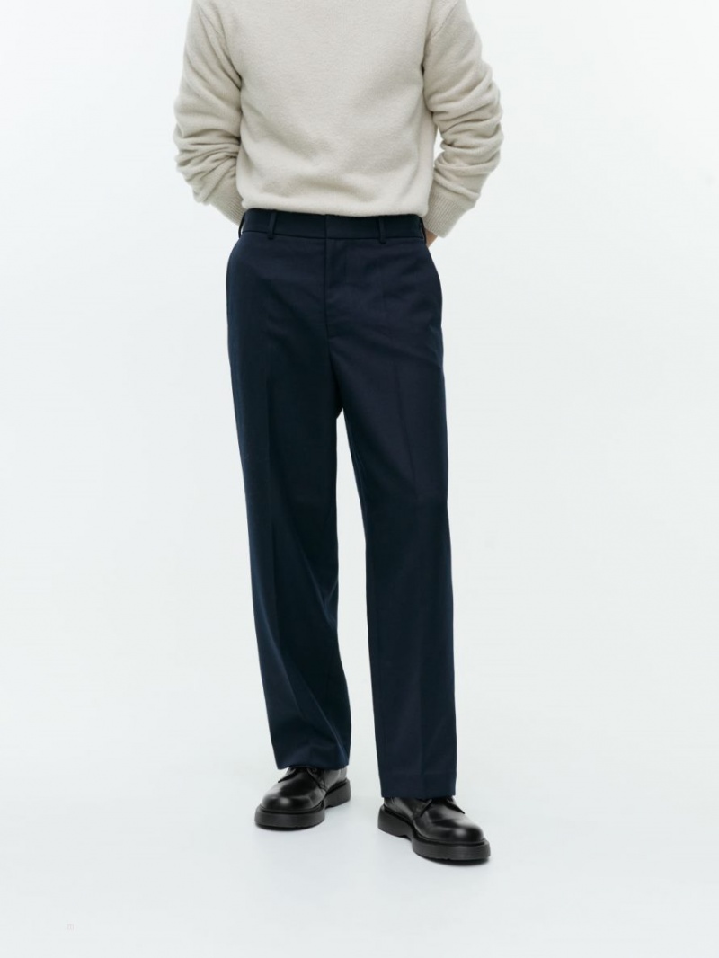 Pantaloni Arket Tailored Largi-Fit Barbati Albastri Inchis | Romania-LUKT26907