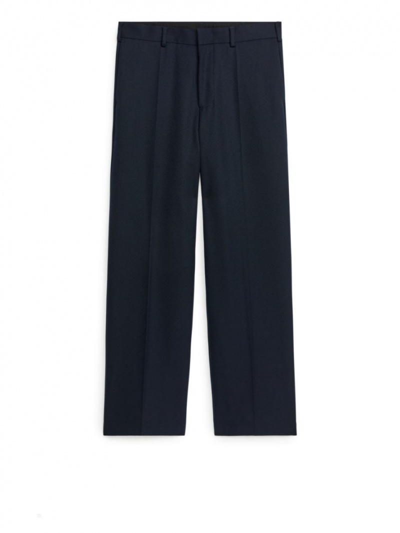 Pantaloni Arket Tailored Largi-Fit Barbati Albastri Inchis | Romania-LUKT26907