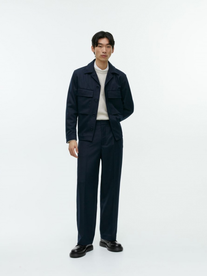 Pantaloni Arket Tailored Largi-Fit Barbati Albastri Inchis | Romania-LUKT26907