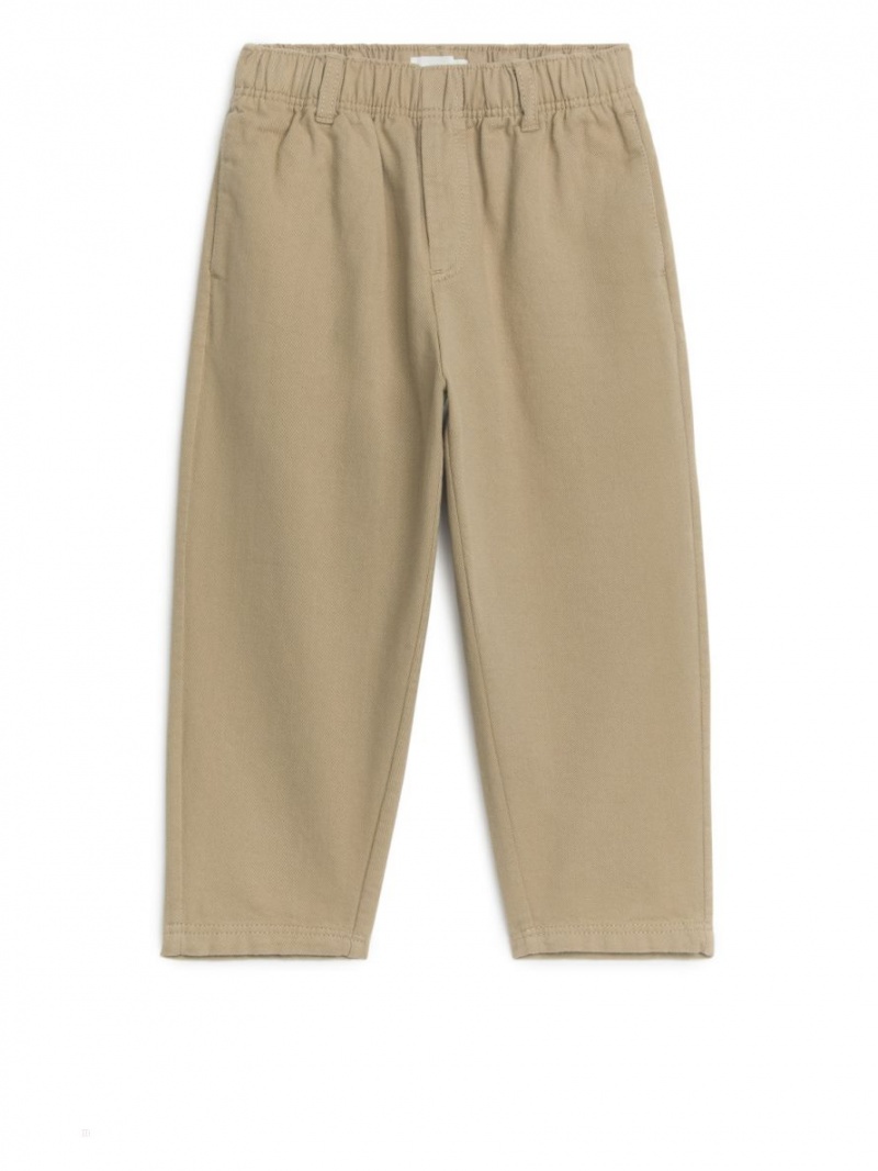 Pantaloni Arket Tapered Bumbac Chinos Baieti Bej | Romania-KPZT08375