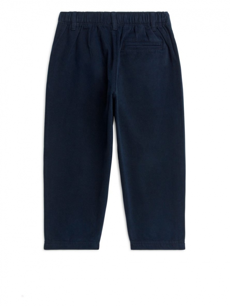 Pantaloni Arket Tapered Bumbac Chinos Baieti Albastri Inchis | Romania-RVIH81537