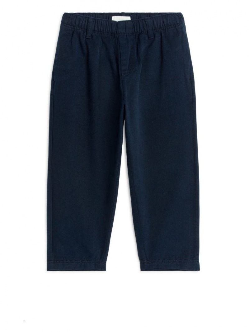 Pantaloni Arket Tapered Bumbac Chinos Baieti Albastri Inchis | Romania-RVIH81537