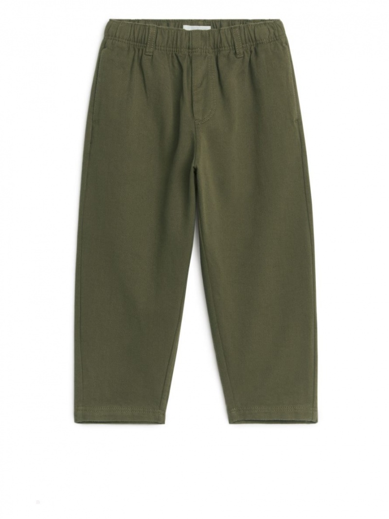 Pantaloni Arket Tapered Bumbac Chinos Baieti Kaki | Romania-ROJH80265