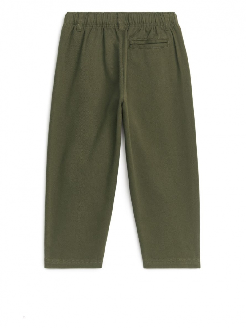 Pantaloni Arket Tapered Bumbac Chinos Baieti Kaki | Romania-ROJH80265