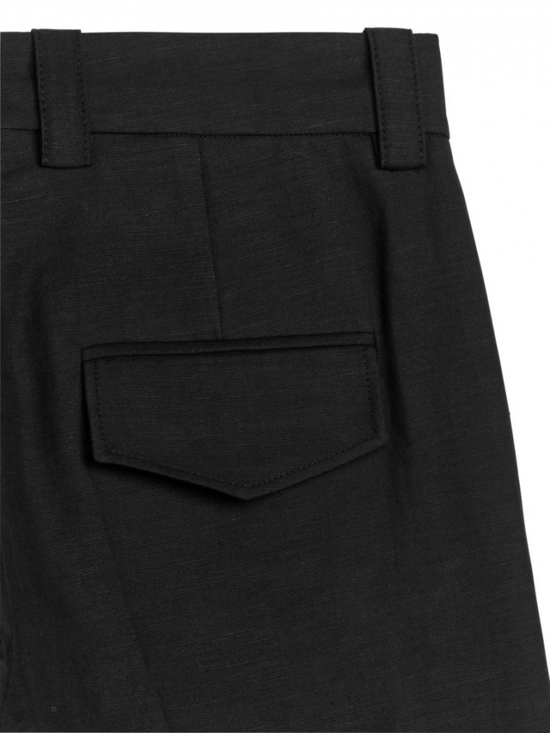 Pantaloni Arket Turn Up Bumbac-Hemp Dama Negrii | Romania-IUZA67012