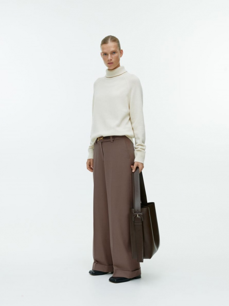 Pantaloni Arket Turn Up Lână Dama Maro | Romania-JFQH16243
