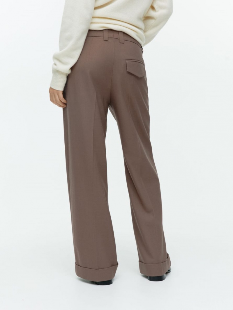 Pantaloni Arket Turn Up Lână Dama Maro | Romania-JFQH16243