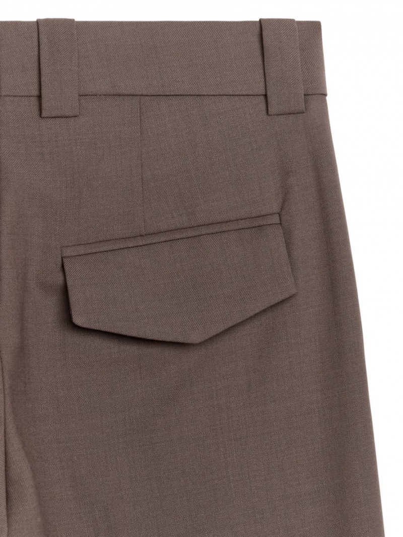 Pantaloni Arket Turn Up Lână Dama Maro | Romania-JFQH16243