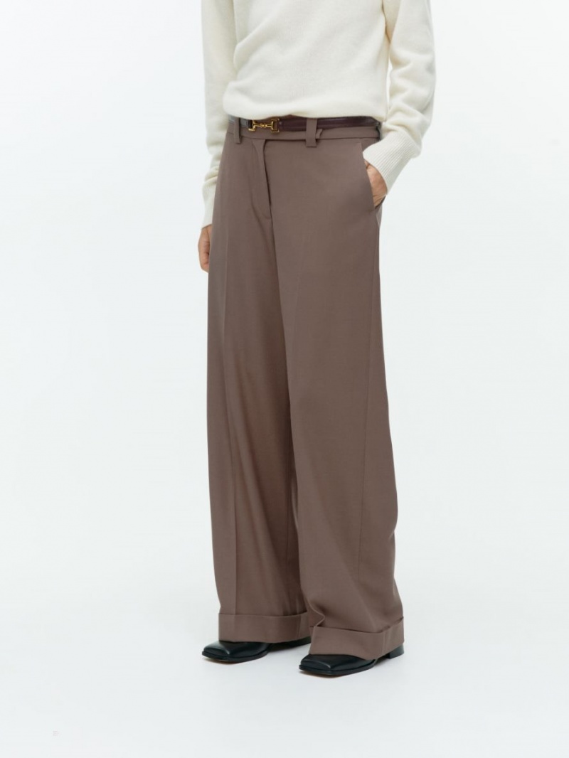 Pantaloni Arket Turn Up Lână Dama Maro | Romania-JFQH16243