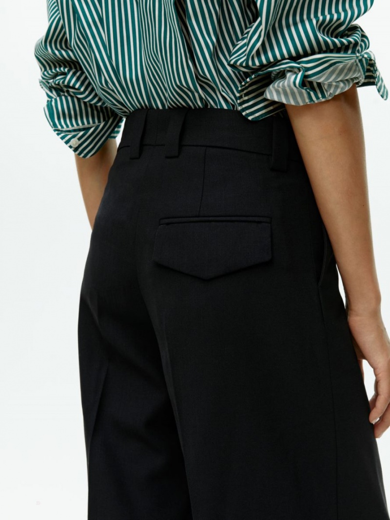 Pantaloni Arket Turn Up Lână Dama Negrii | Romania-IHKG43981