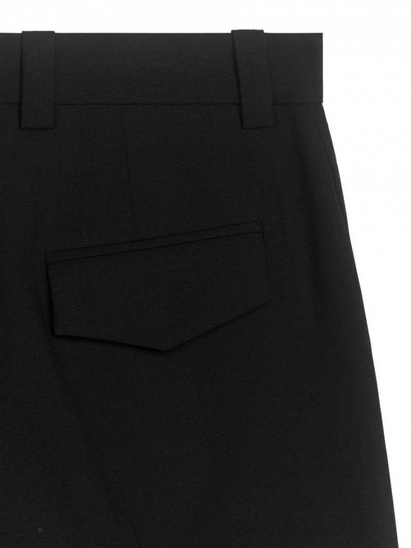 Pantaloni Arket Turn Up Lână Dama Negrii | Romania-IHKG43981