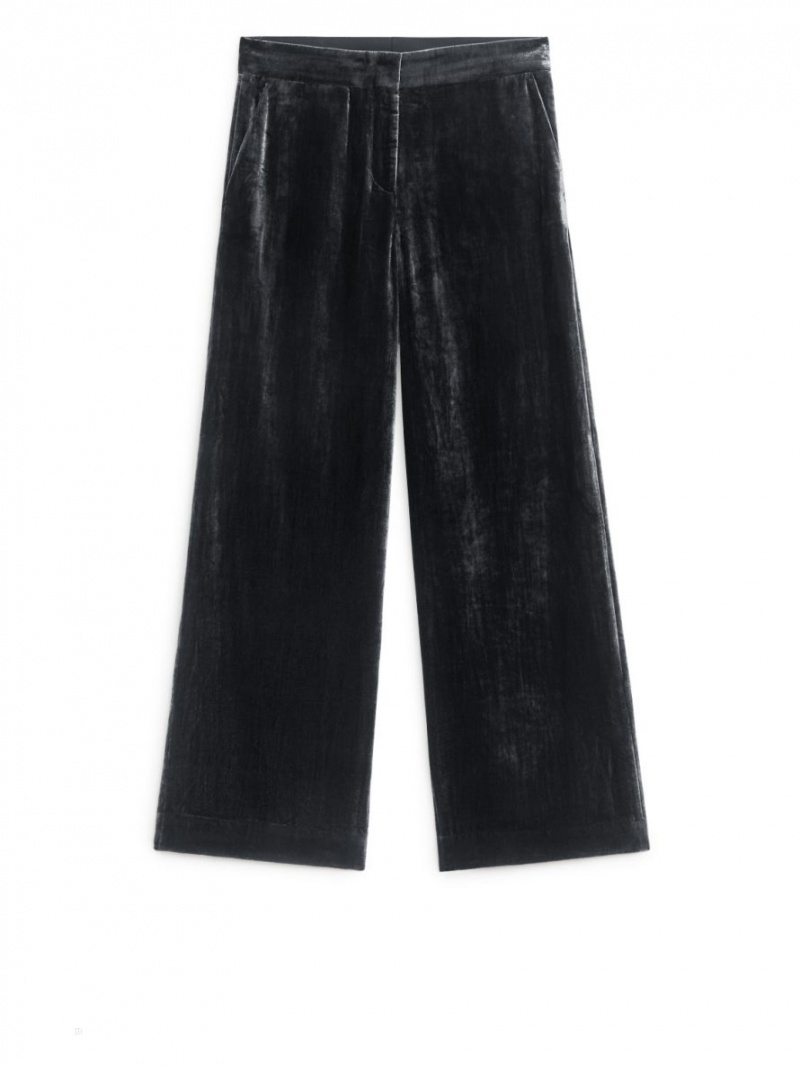 Pantaloni Arket Velvet Dama Negrii | Romania-ZAOM04538