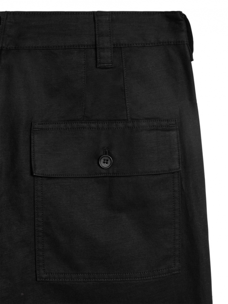 Pantaloni Scurti Arket Bumbac-Linen Utility Barbati Negrii | Romania-WPAN45278