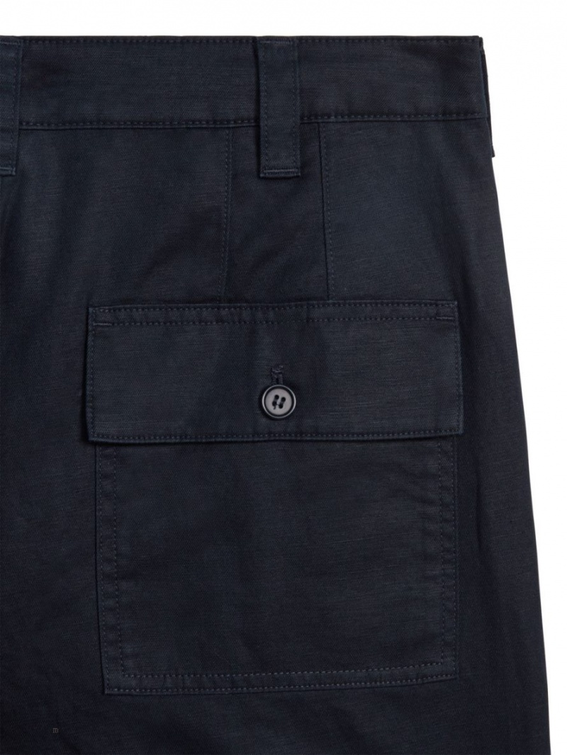 Pantaloni Scurti Arket Bumbac-Linen Utility Barbati Albastri Inchis | Romania-MLBQ71846