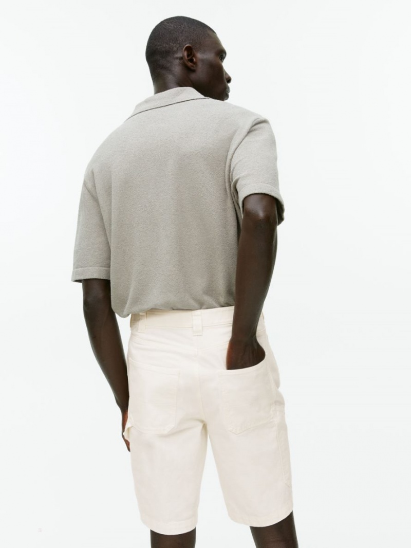 Pantaloni Scurti Arket Bumbac Barbati Albi | Romania-BGRH96014