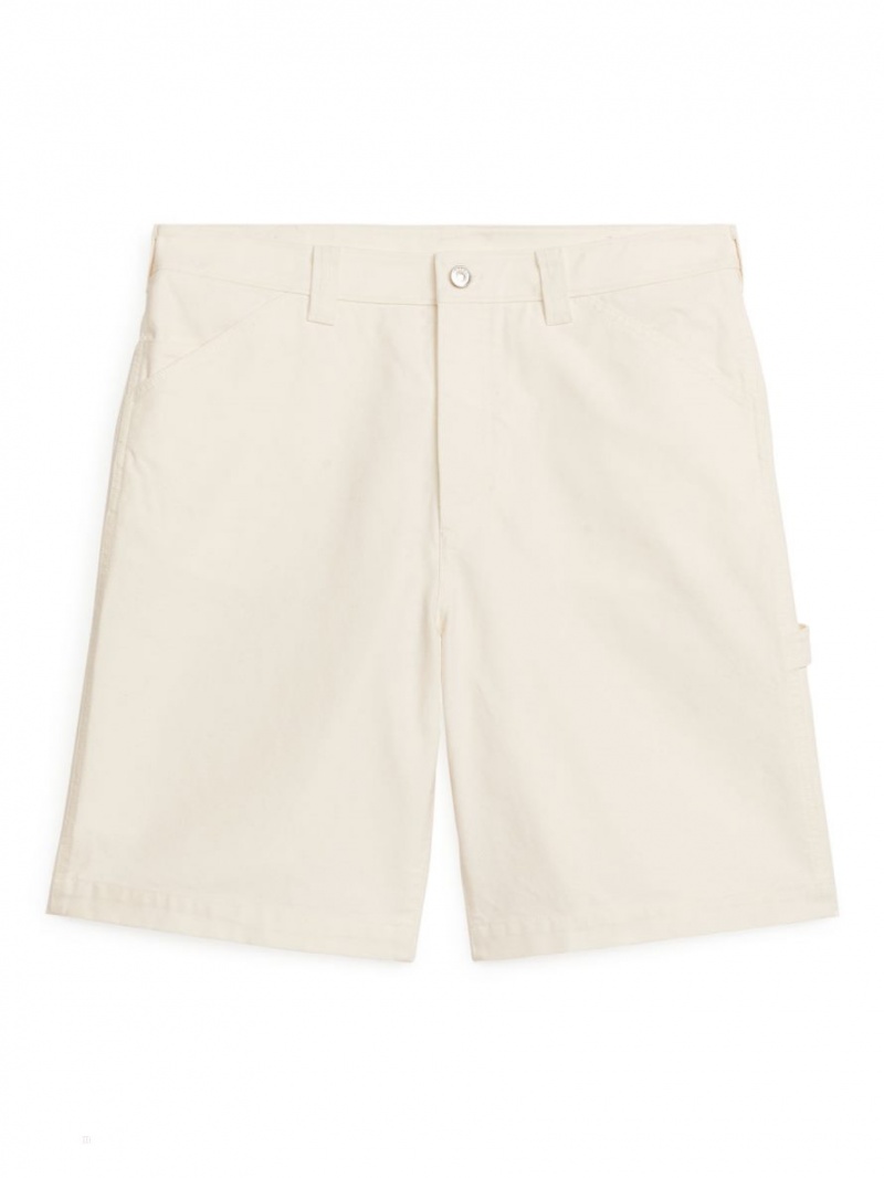 Pantaloni Scurti Arket Bumbac Barbati Albi | Romania-BGRH96014